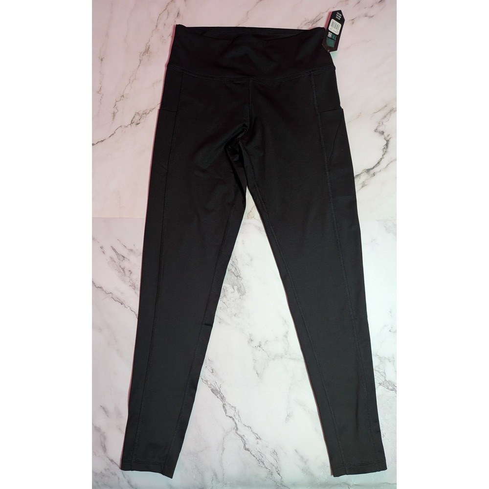 TriDri Black High Waisted Performance Leggings Side Pockets TD531 Size S NWT